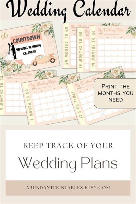 Printable Wedding Planning Calendar