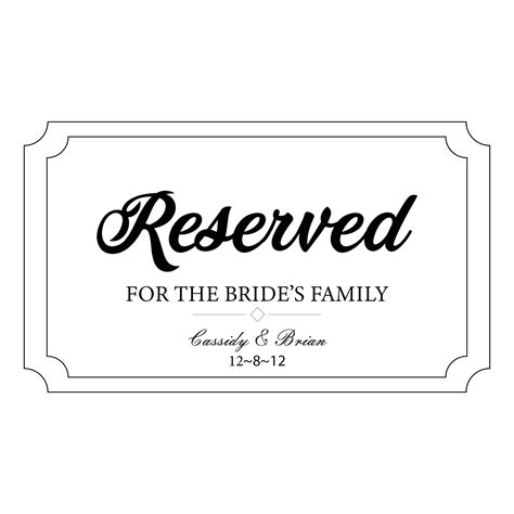 Printable Wedding Reserved Signs