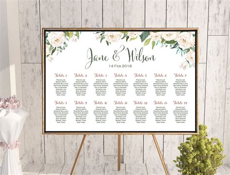 Printable Wedding Table Seating Poster