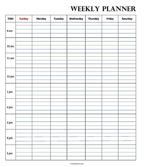 Printable Week Calendar Hourly