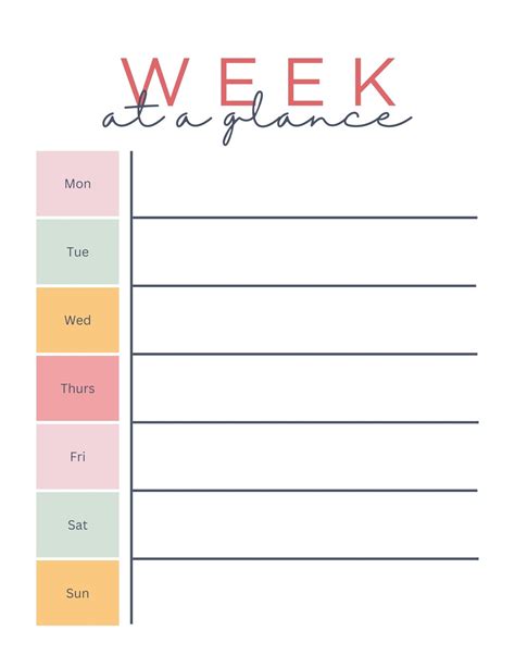 Printable Week Schedule Note