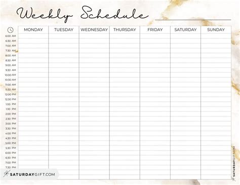 Printable Weekly Daily Schedule