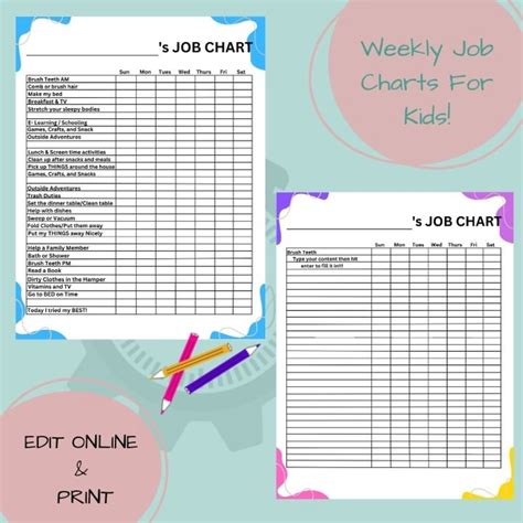 Printable Weekly Job Chart
