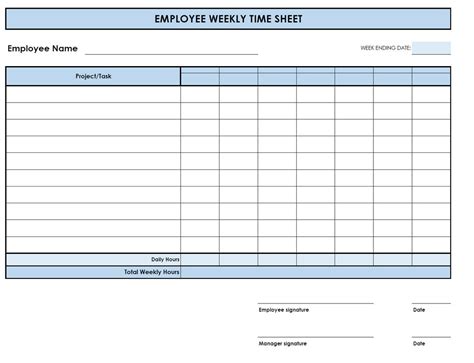 Printable Weekly Time Sheet Printable
