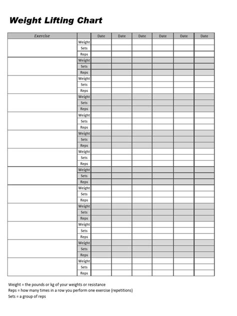 Printable Weightlifting Standard Sheet