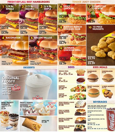 Printable Wendys Menu With Prices