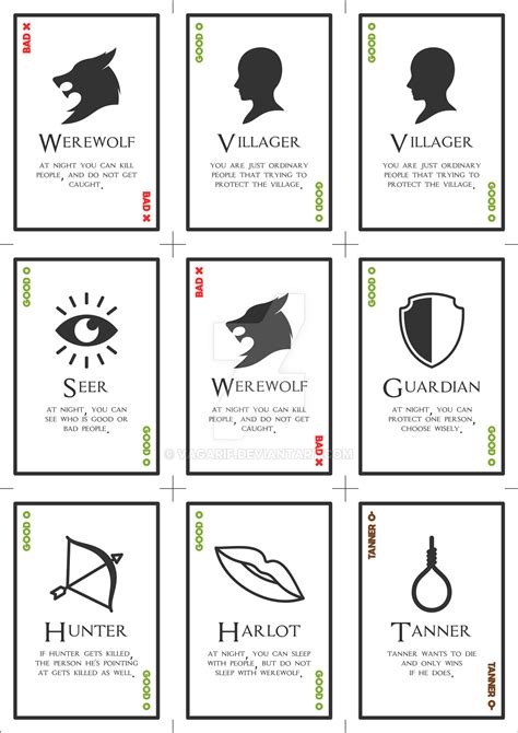 Printable Werewolf Cards Macbeth