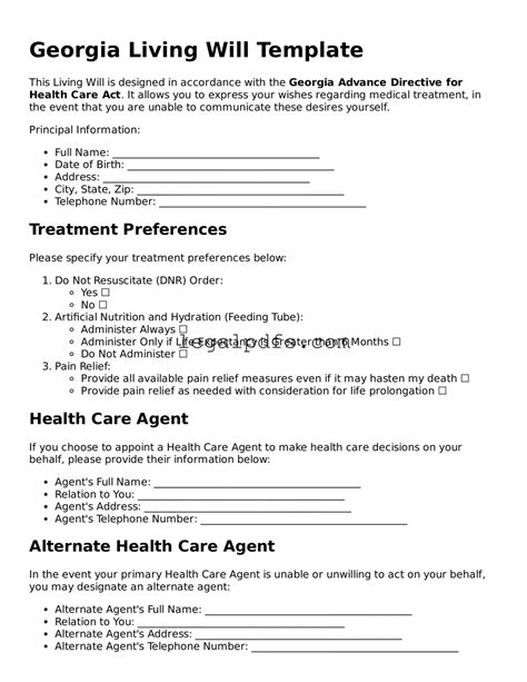 Printable Will In Georgia