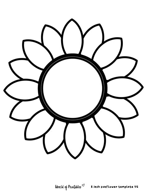 Printable Wind Blown Sunflower Template
