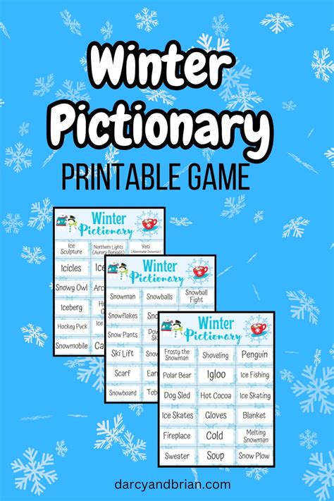 Printable Winter Pictionary Cards