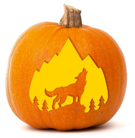 Printable Wolf Pumpkin Stencils