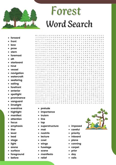 Printable Word Search Forest