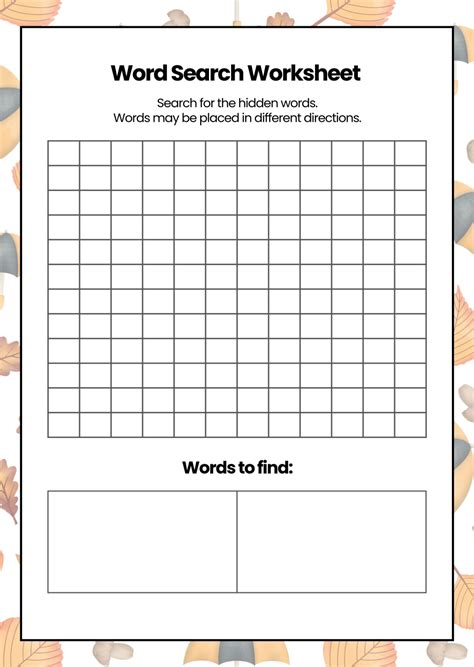 Printable Word Searche Templit