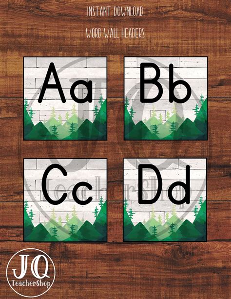 Printable Words Mountain Theme