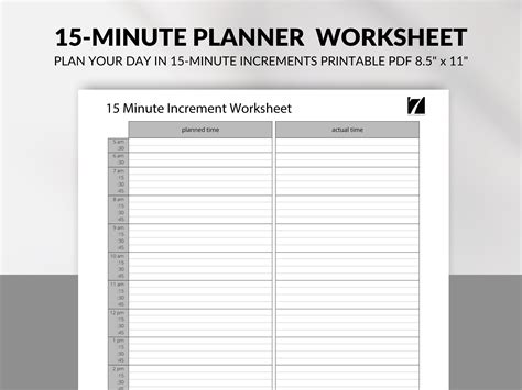 Printable Work Calendar 15 Minute Increments