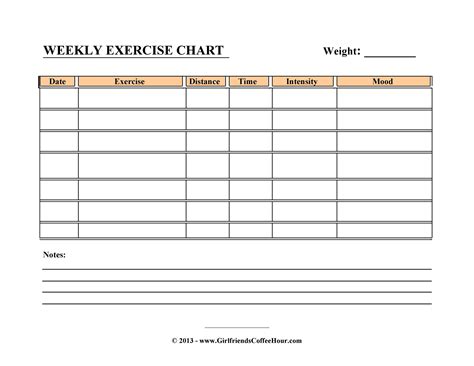 Printable Work Out Chart