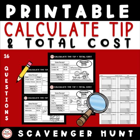 Printable Worksheet Calculate Tip
