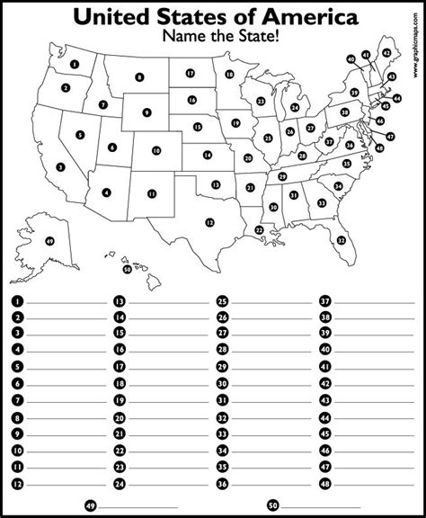 Printable Worksheet Of Us States