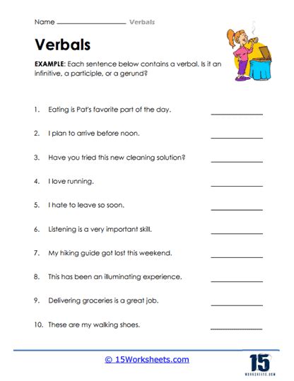 Printable Worksheet On Verbals