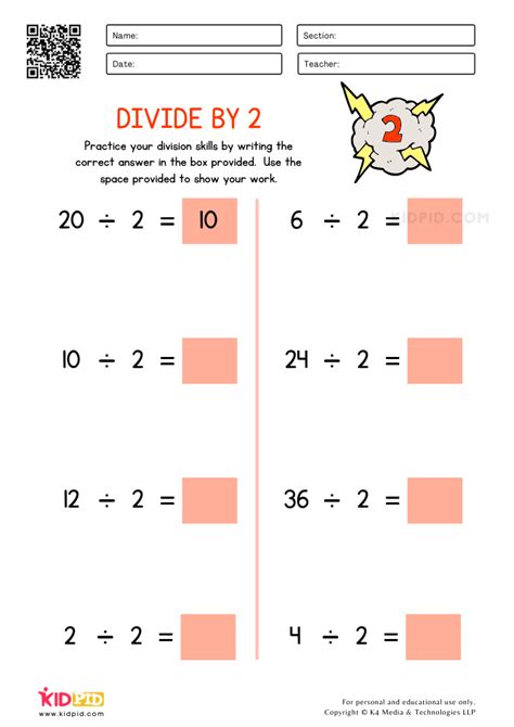 Printable Worksheets Divide By 2