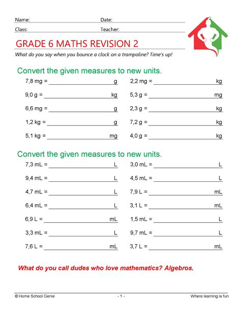 Printable Worksheets For Grade 6 Math