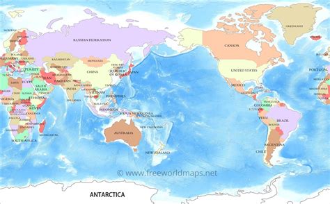 Printable World Map Pacific Centered