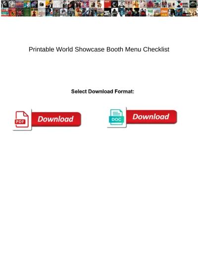 Printable World Showcase Booth Menu Checklist