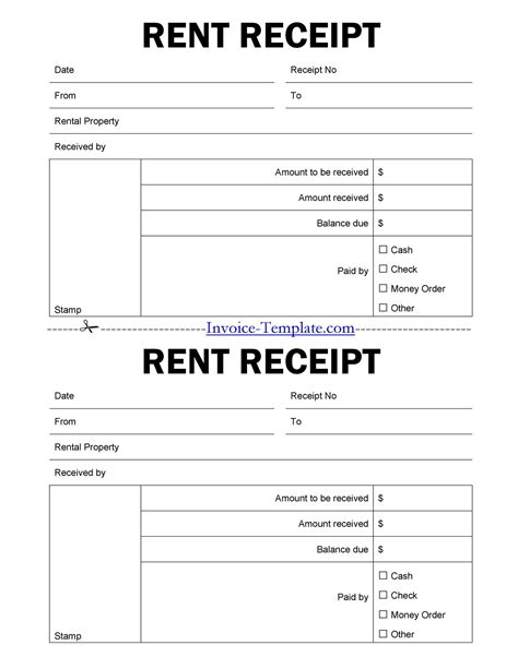 Printable Write In Rent Receipt