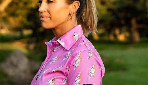 Women's Golf Shirts - Pink Women's golf top with Skull Print