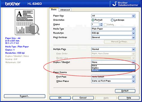 Printer Booklet Setting