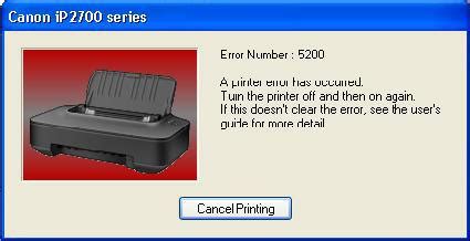Printer Canon IP2700 Error 5200