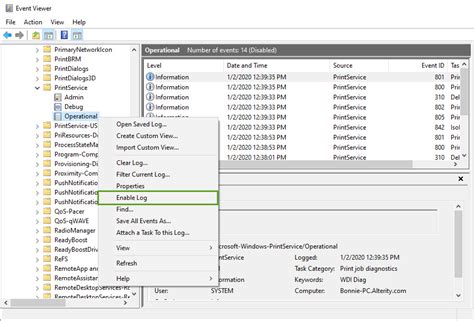 Printer Error Event Viewer