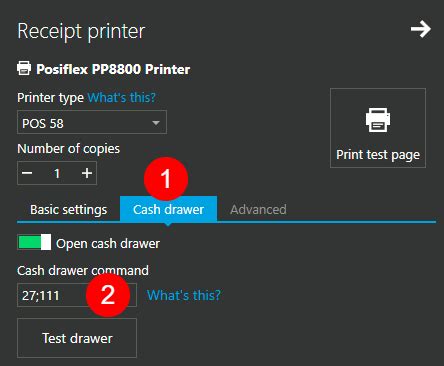 Printer Open Cash Drawer Code