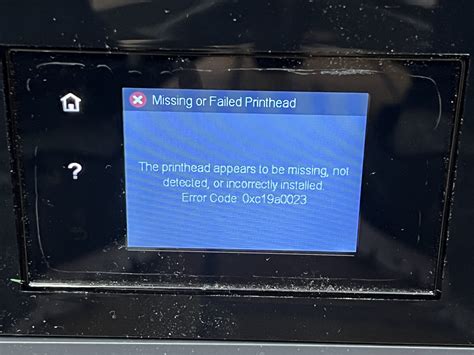 Printhead Appears To Be Missing Or Not Detected