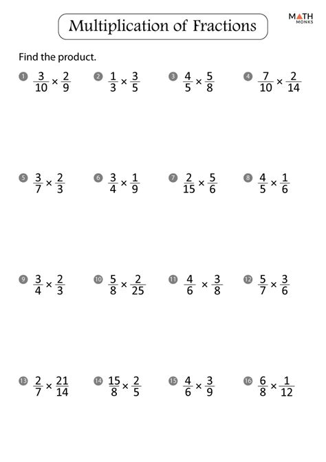 Printiblemultipling Fractions Math Worksheets