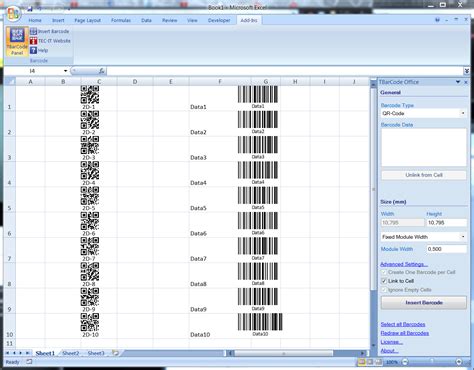 printing barcode labels from excel