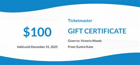 Printing Ticketmaster Gift Certificate Printable