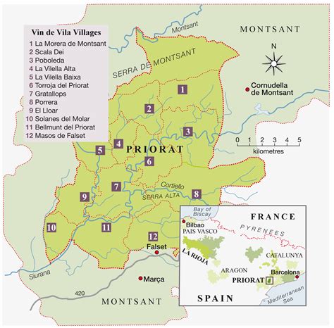 priorat wine region spain map