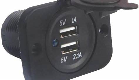Prise double USB 12V vers 5V 2.1A plus Capuchon Blue