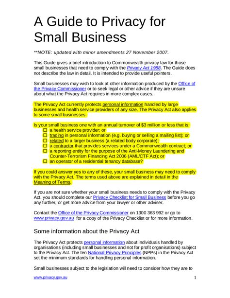 privacy policy template for small business