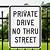 private drive no thru street sign