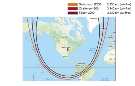 Private Jet Range Map Comparison