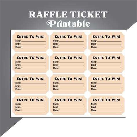 Prize Ticket Printable Template