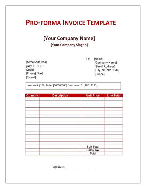 pro forma document template