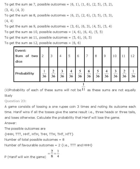probability class 10 questions and answers