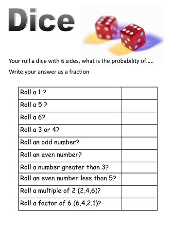 probability questions on coins and dice