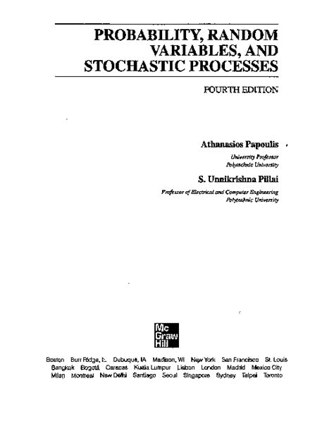 Probability Random Variables And Stochastic Processes 4Th Edition Pdf