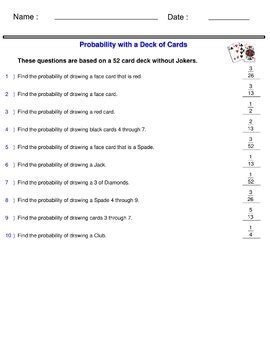 probability with a deck of cards answer key