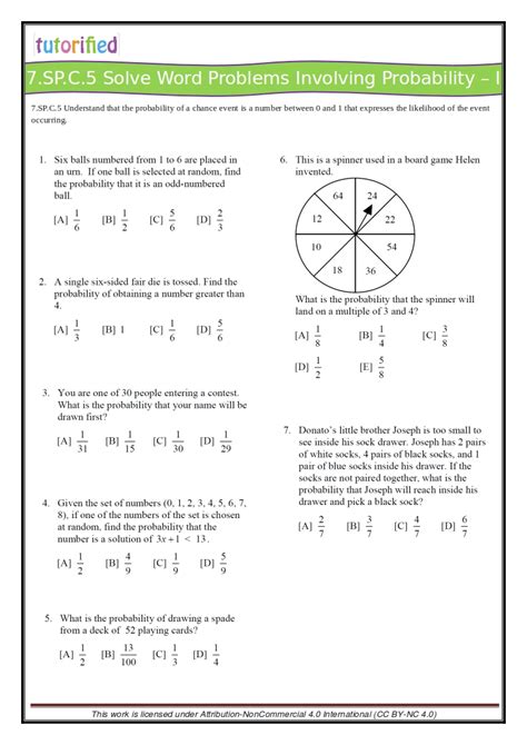 probability worksheet high school pdf