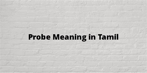 probe meaning in tamil with example wikipedia